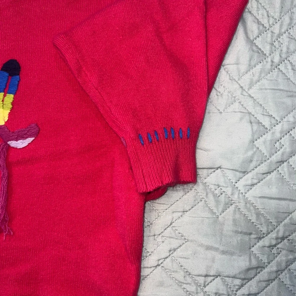 525 Embroidered Knit Cropped Sweater — Pink — Artsy Statement Top - Picture 6 of 6